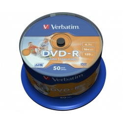 Verbatim DVD-R 16x 4.7GB 50P CB PRINTABLE 43533